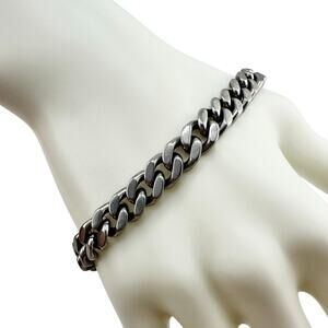 Fossil Stainless Steel Textured Smooth Reversible Unisex Curb Chain Bracelet